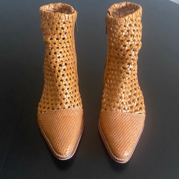Free People Shoes - Free People Woven Tan Ankle Boots